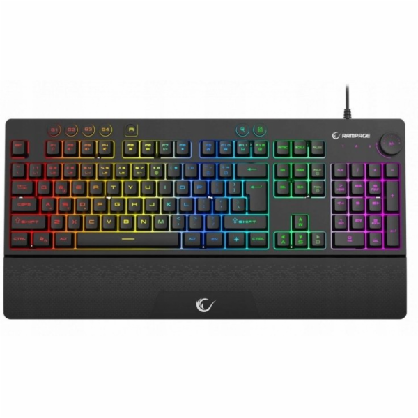 Rampage Herní klávesnice se stojánkem Simula RGB Makro černá