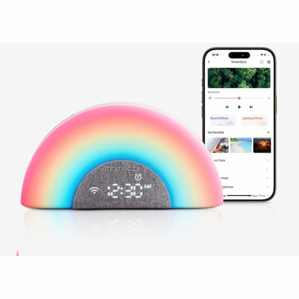 Momcozy DUHOVÝ BÍLÝ ŠUMOVÝ STROJ ŠEDÝ