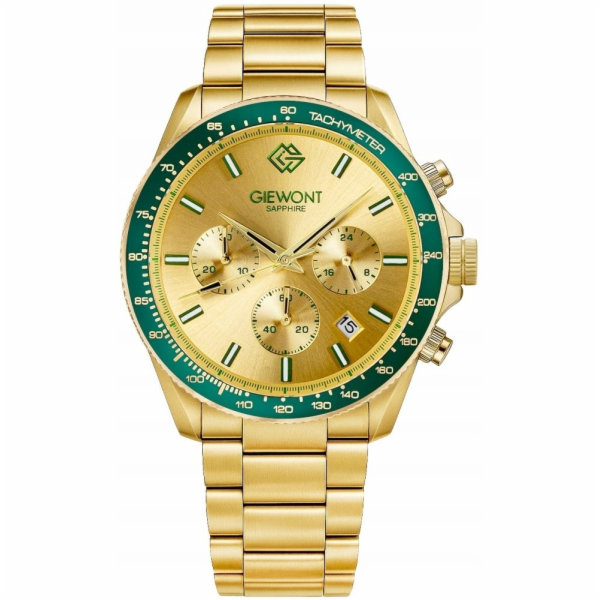 Giewont Pánské hodinky Chronograf Sapphire Gold Green GW3...