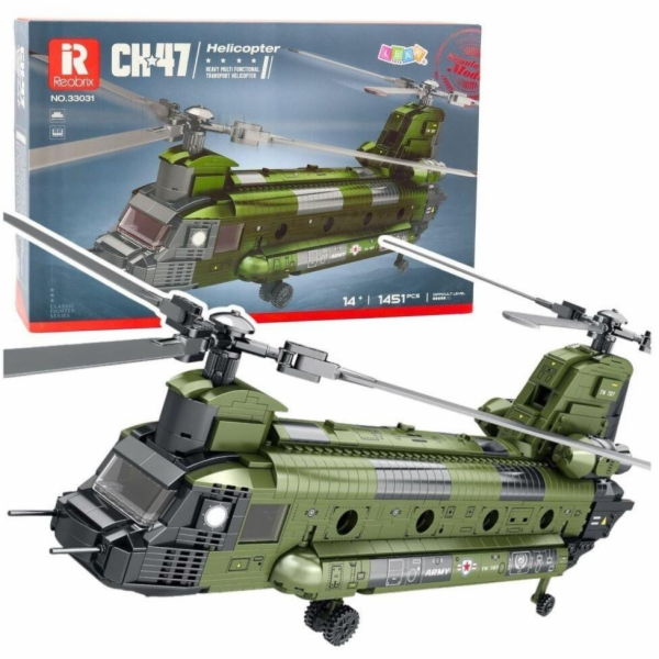 LeanToys Stavební bloky vojenského vrtulníku Chinook