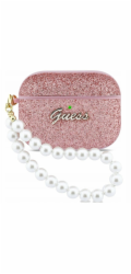 Guess Pouzdro Glitter Pearl Strap pro Apple AirPods Pro 3 růžové