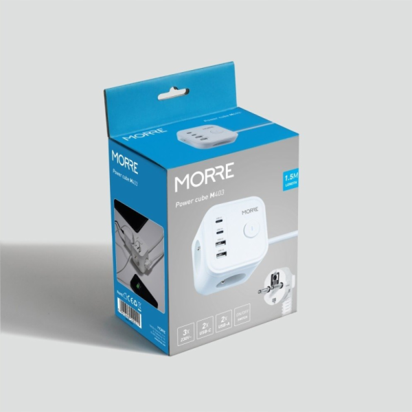 Tiross MORRE POWER CUBE 3G, 2x USB, 2x USB-C 1,5 m