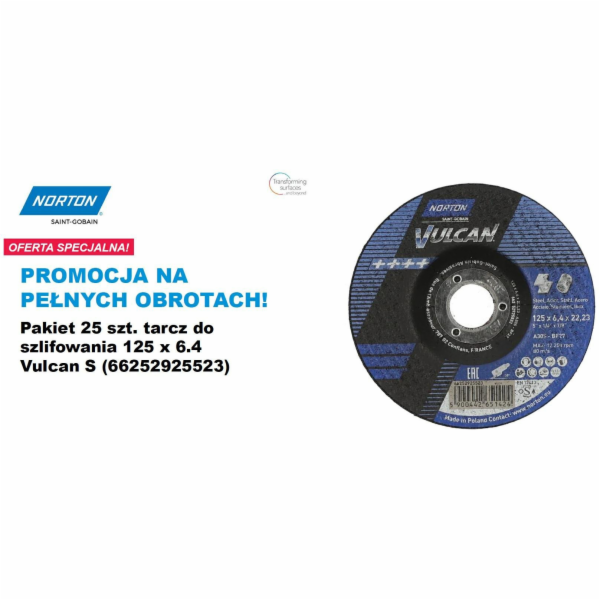 Norton VULCAN BRUSNÝ KOTOUČ 125 mm x 6,4 mm A30S NA KOV /...
