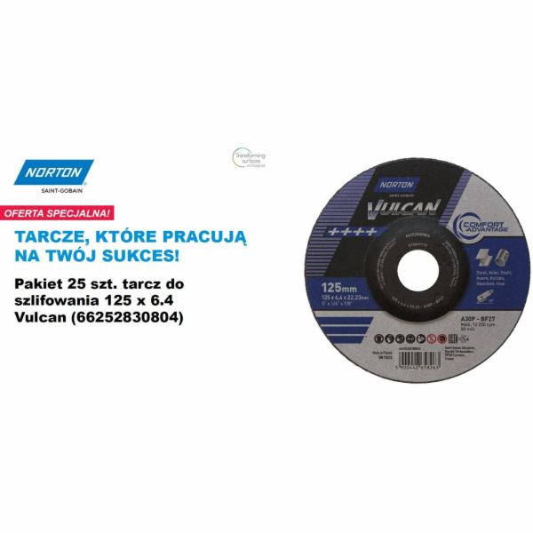 Norton VULCAN BRUSNÝ KOTOUČ 125 mm x 6,4 mm A30P NA KOV /...