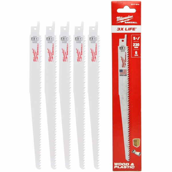 Milwaukee Pilový list S bimetalové 230 mm/6 zubů/5 ks.
