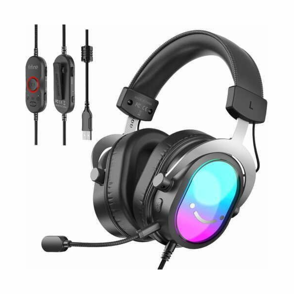 Fifine H16 7.1 Černá RGB studiová sluchátka přes uši