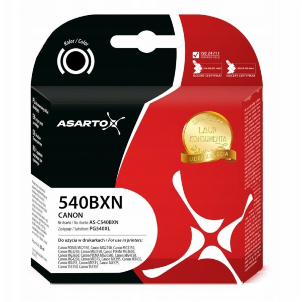 Asarto Inkoust pro Canon 540BXN | 5224B001 | PG540XL | 67...
