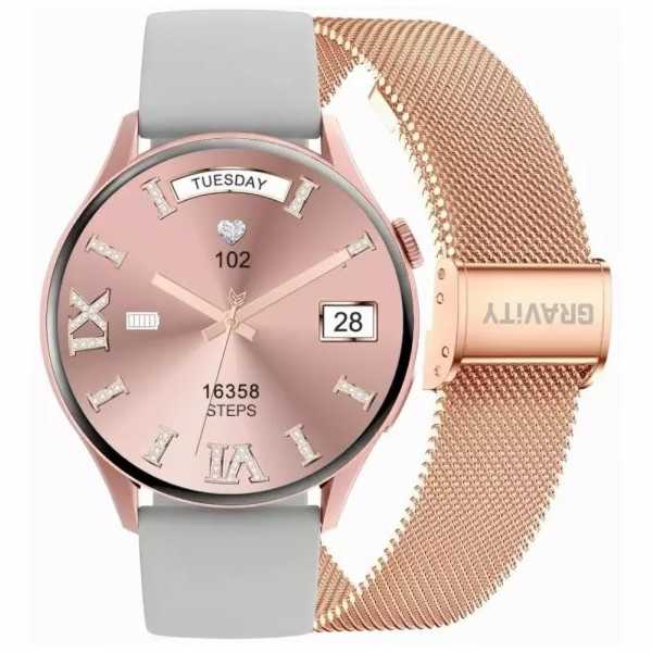 Gravity&nbsp;Chytré&nbsp;hodinky&nbsp;růžovo-zlatý&nbsp;řemínek&nbsp;a&nbsp;náramek&nbsp;GT5-8