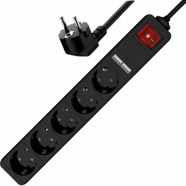 Gembird SPG5-U2-5-02 Prodlužovací kabel s USB nabíječkou,...