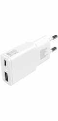 4smarts PDPlug 20W GaN nabíječka do zásuvky + USB-C + USB-A + 1,5m kabel USB-C bílý