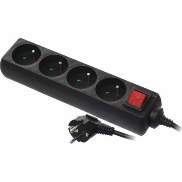 AWTools 4zásuvkový prodlužovací kabel 5m černý (AW24692)