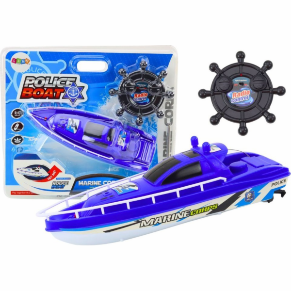 LeanToys RC policejní člun na dálkové ovládání modrý 27MH...