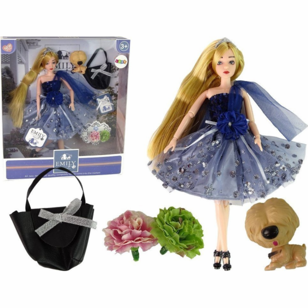 LeanToys Panenka Emily se psem, kabelkou a květinami
