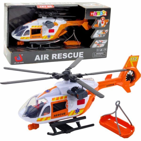LeanToys Záchranný vrtulník Hák Nosítka Světla Zvuky 1:14