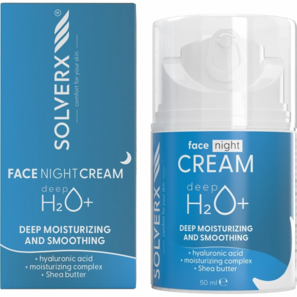 Solverx Deep H2O+ Hloubkově hydratační noční krém pro suc...