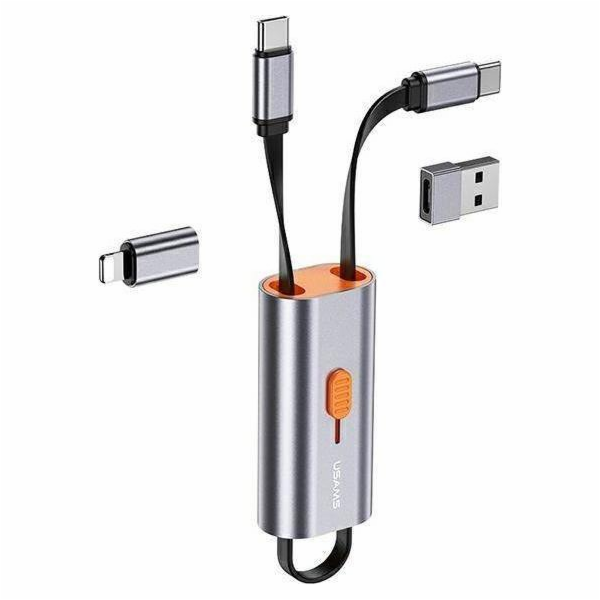 Usams Adaptér USB-C - USB-C, stříbrný (Usas001132)