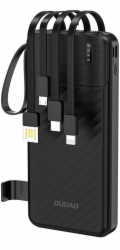 Dudao Powerbanka K13 10000mAh s vestavěným kabelem - černá