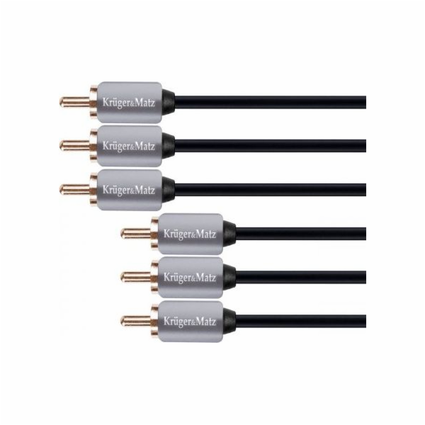 Kruger&Matz Kabel RCA (Cinch) x3 - RCA (Cinch) x3 3m šedý...