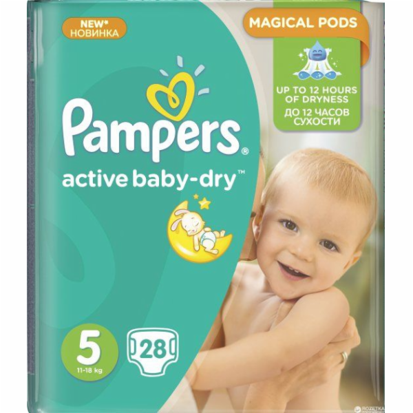 Pampers Active Baby plenky 5, 11-18 kg, 28 ks.