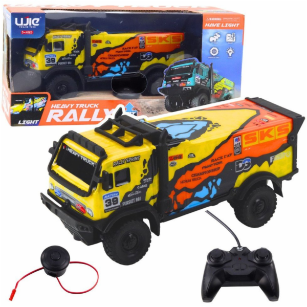 LeanToys RC Truck Dálkové ovládání Zvuky Žluté LEAN Toys