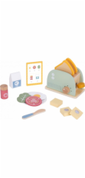 Tooky Toy Dřevěný toustovač Toy - pastelová snídaňová sada