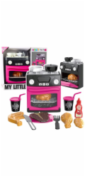 LeanToys Kuchyňka na hračky s troubou, jídlem, světly, zvuky, růžová