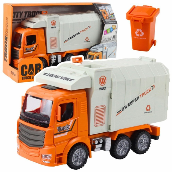 LeanToys Popelářské auto Městská světla Zvuky oranžové