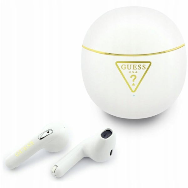 Guess Sluchátka TWS Gold Line Triangle bílá