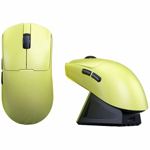Leobog GM3 Žlutá myš s nabíjecí stanicí (LEGM3Y)