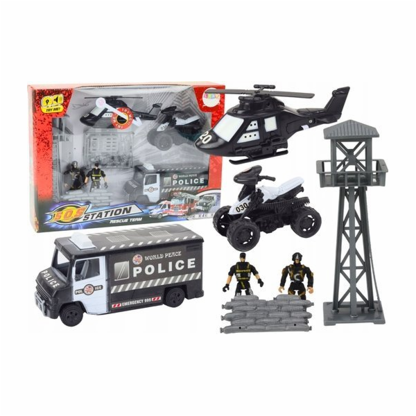 LeanToys policejní sada čtyřkolka figurky vrtulník světla...