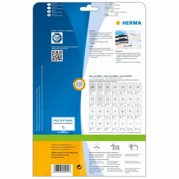 Herma&nbsp;Etiketten&nbsp;48,3x25,4&nbsp;25&nbsp;Bl.&nbsp;DIN&nbsp;A4&nbsp;1100&nbsp;Stück&nbsp;&nbsp;&nbsp;&nbsp;5051