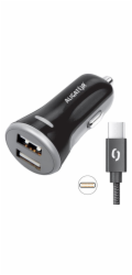 ALIGATOR Chytrá nabíječka do auta 3.4A, 2xUSB, smart IC, černá, USB-C kabel