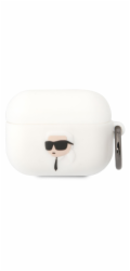 Karl Lagerfeld Ochranné pouzdro na sluchátka AirPods Pro bílá/bílá Silikon Karl Head 3D