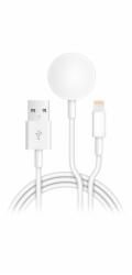Aligator nabíjecí kabel 2v1 pro iPhone/iPad a Apple Watch, bílý