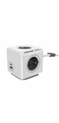 Cubenest Powercube Extended USB PD 20W, A+C, 4× zásuvka, 1,5m, bílá/šedá,  dětská pojistka, uzemnění, dok, 10A/250V