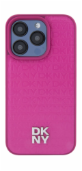 DKNY  DKHMP15XPSHRPSP iPhone 15 Pro Max 6,7 růžové/růžové pevné pouzdro Kožený Monogram Vzor Kovové Logo MagSafe