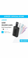 Powerbanka Anker Zolo 20000mAh, 45W s kabelem 2xUSB-C černá