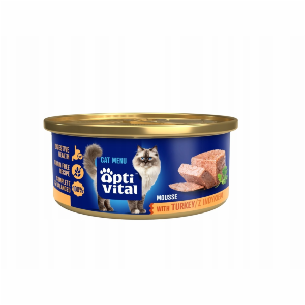 OPTIVITAL Fluffy mousse with turkey - mokré krmivo pro ko...