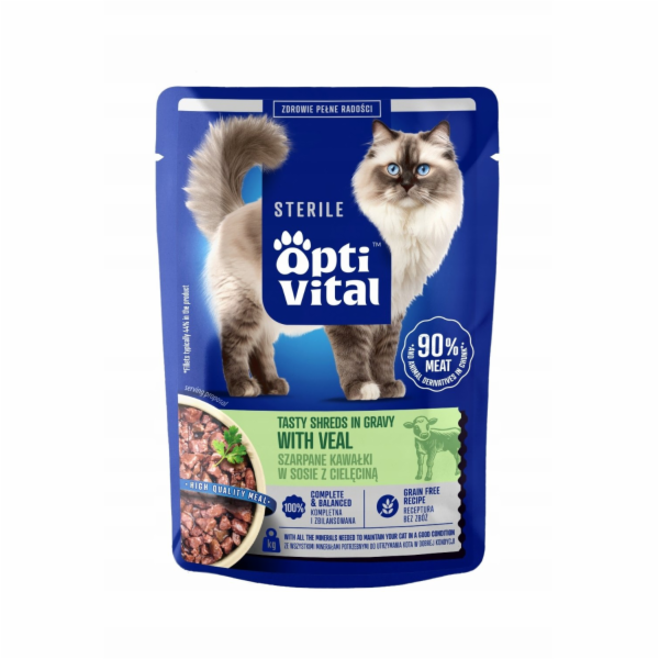 OPTIVITAL Sterile Tasty shreds in gravy with veal - mokré...