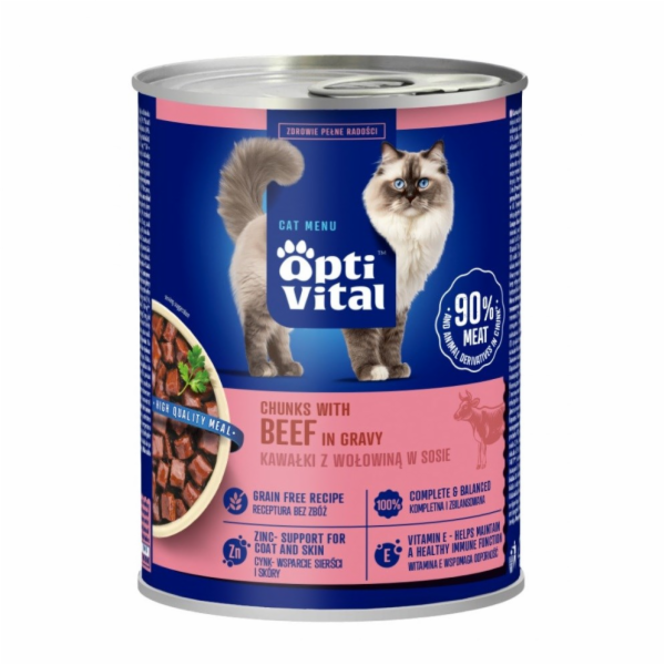 OPTIVITAL Beef in gravy - mokré krmivo pro kočky - 415g