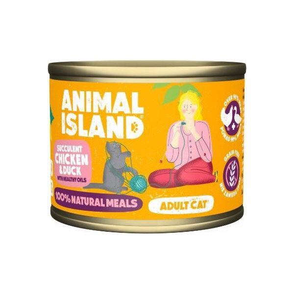 ANIMAL ISLAND Kuře s kachnou - vlhké krmivo pro kočky - 2...