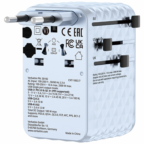 Verbatim univerzální cestovní adaptér Charge’n’Travel 100...