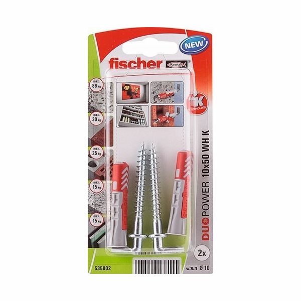 Fischer Hmoždinky DuoPower O 10 mm x 50 mm WH K 2 kusy s ...