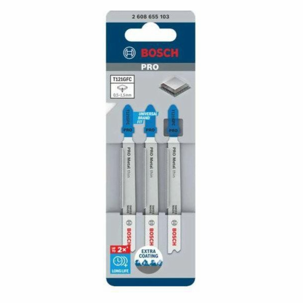 Bosch PRO Plátky do přímočaré pily Bosch T 121 GF, 3dílné