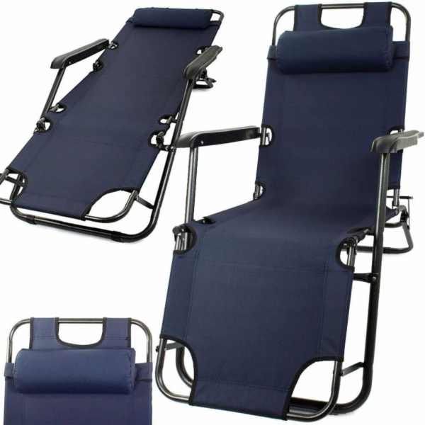 ExtraLink Skládací zahradní lehátko Black Forest s polštá...