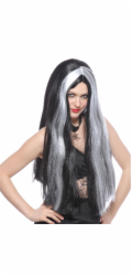 Černá paruka s bílými pramínky