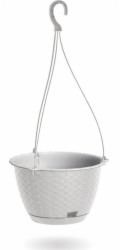 Květináč RATOLLA Round W 240, závěsný, bílý, s podstavcem, závěsný, se závěsem