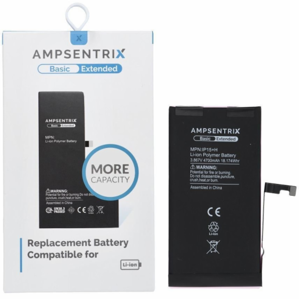 Inne Základní baterie AmpSentrix pro iPhone 15 Plus (zvýš...