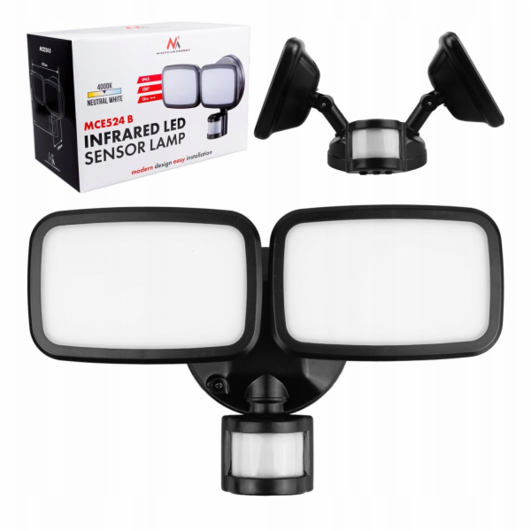 Maclean LED nástěnné svítidlo, PIR senzor MCE524B 20W, 15...