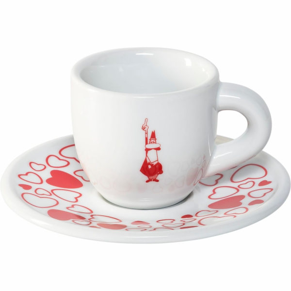 Bialetti Sada 2 moka šálků ve tvaru srdce, včetně podšálků